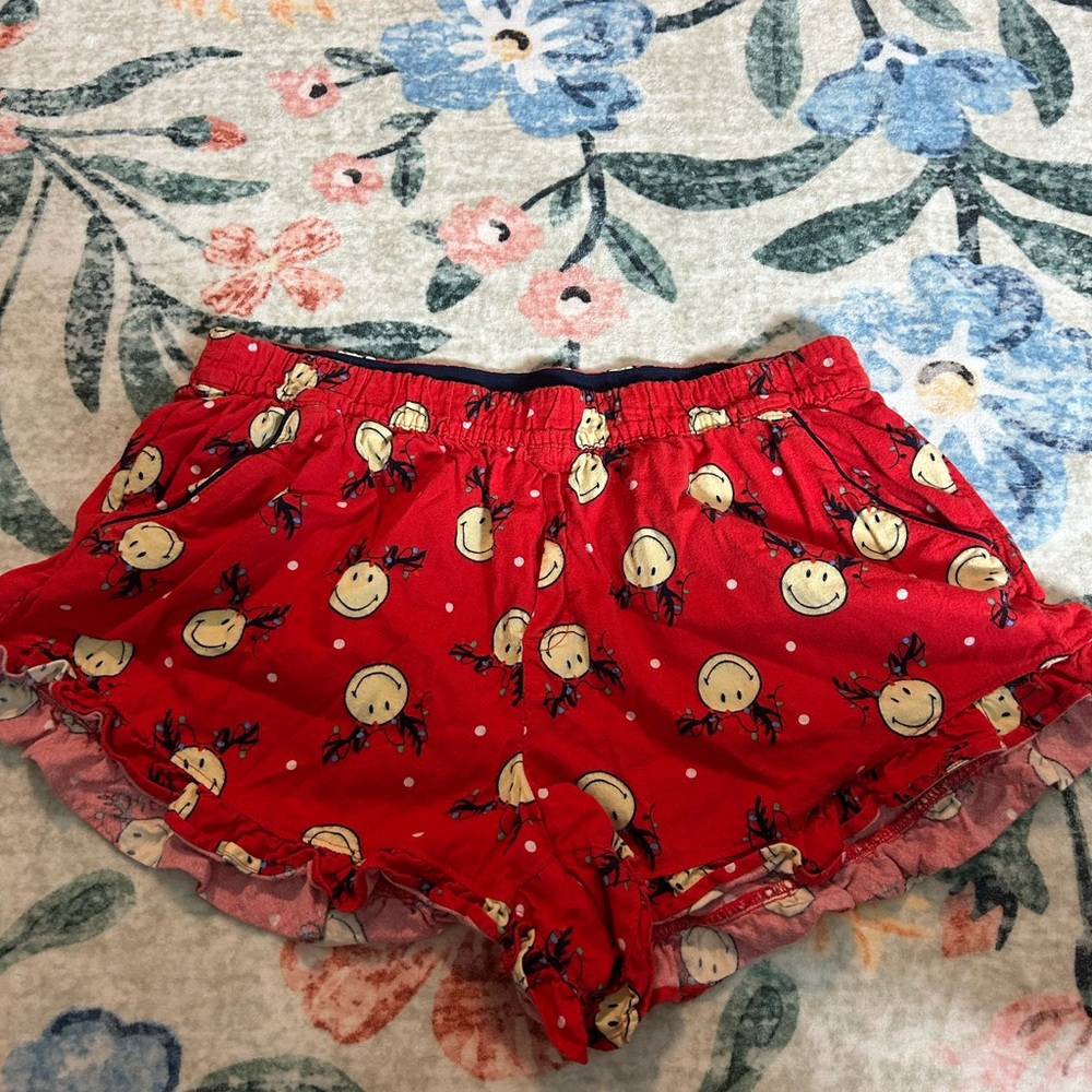 Aerie Red Christmas Print Sleep Shorts